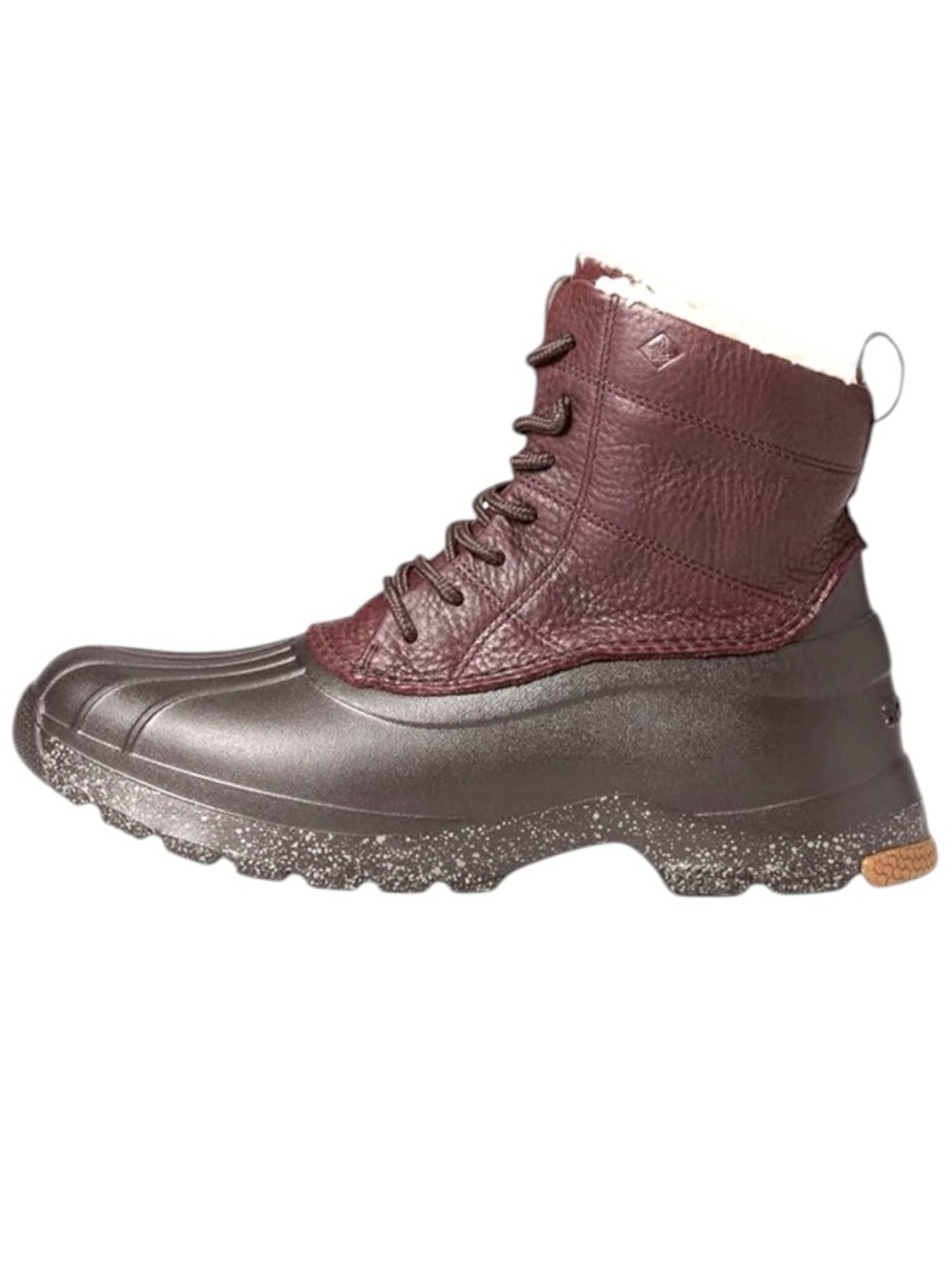 🆕 Sperry Duck Boot Float Lined Leather Waterproof Lace-up Brown/Burgundy Size-12